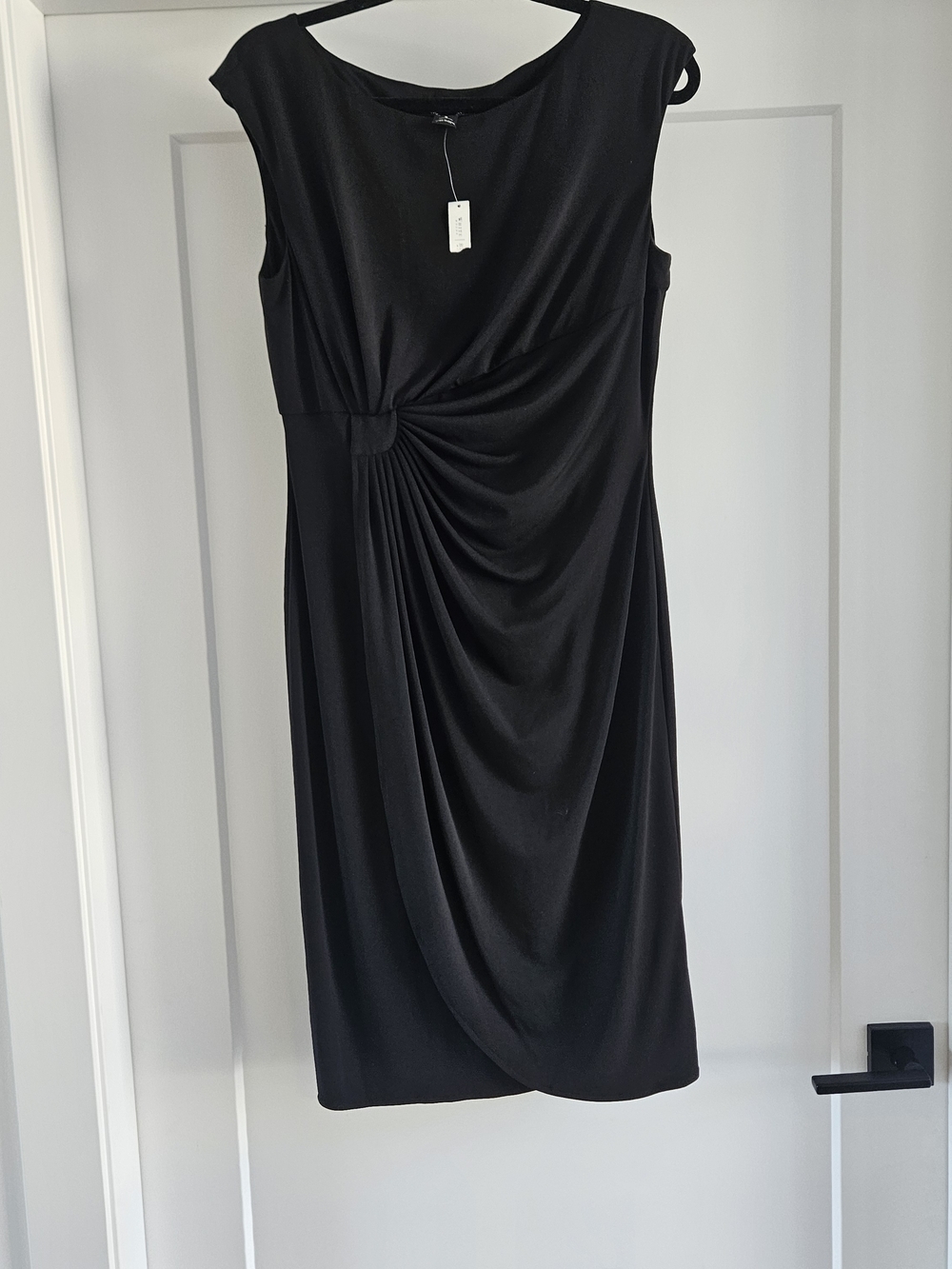 White House Black Market Black Sleeveless Knot-Detail Midi Dress